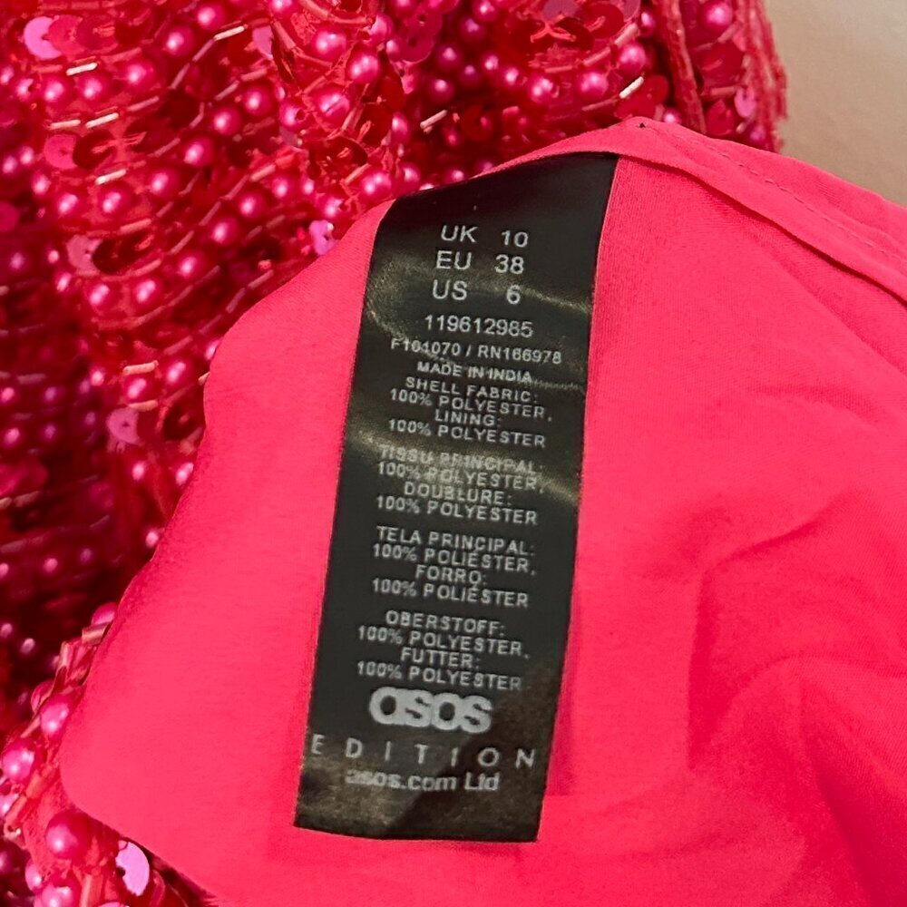 ASOS Pearl And Fringe Halter Midi Dress in Pink Size US 6 - Picture 11 of 15